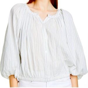 EUC Mes Demoiselles- Aquarella Top in Sky Blue and White. Size US M/L